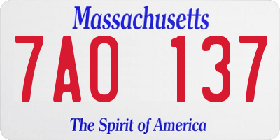 MA license plate 7AO137