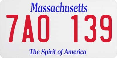 MA license plate 7AO139