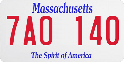 MA license plate 7AO140