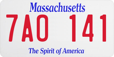 MA license plate 7AO141