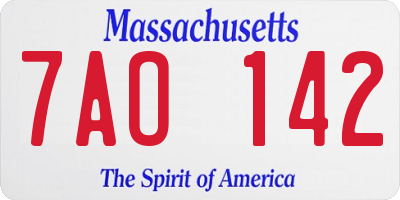 MA license plate 7AO142