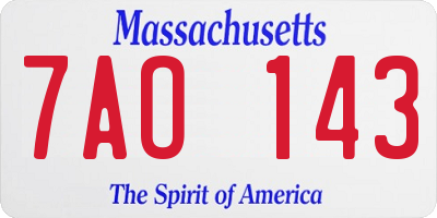 MA license plate 7AO143