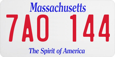 MA license plate 7AO144