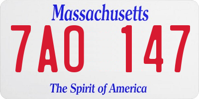 MA license plate 7AO147