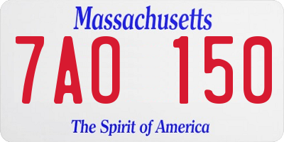 MA license plate 7AO150