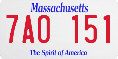 MA license plate 7AO151