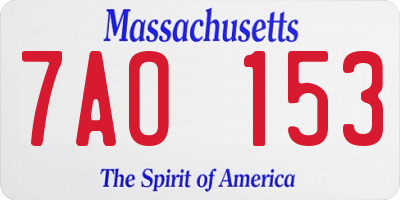MA license plate 7AO153