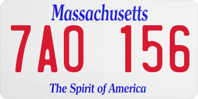 MA license plate 7AO156