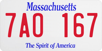 MA license plate 7AO167