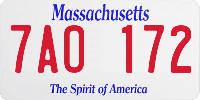 MA license plate 7AO172