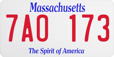 MA license plate 7AO173
