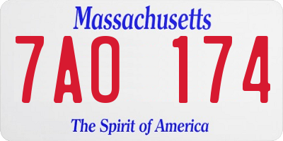 MA license plate 7AO174