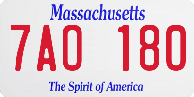 MA license plate 7AO180