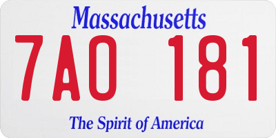 MA license plate 7AO181