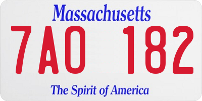 MA license plate 7AO182