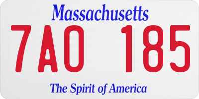 MA license plate 7AO185