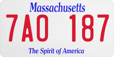 MA license plate 7AO187