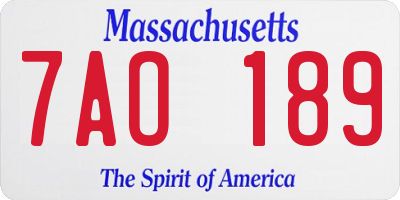 MA license plate 7AO189
