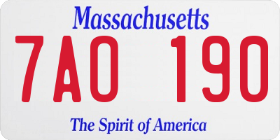 MA license plate 7AO190