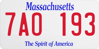 MA license plate 7AO193