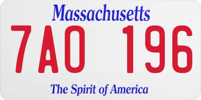 MA license plate 7AO196