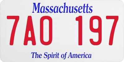 MA license plate 7AO197