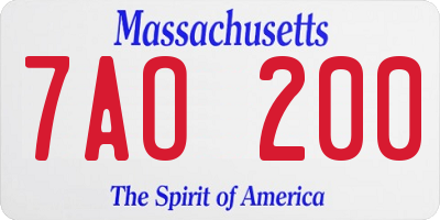 MA license plate 7AO200