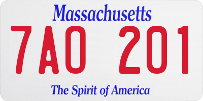 MA license plate 7AO201