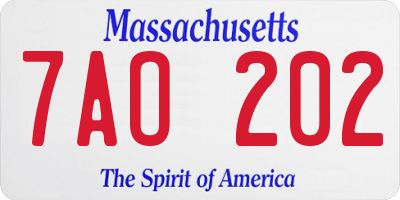 MA license plate 7AO202