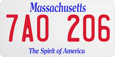 MA license plate 7AO206