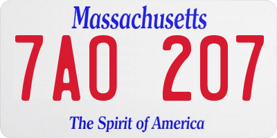 MA license plate 7AO207