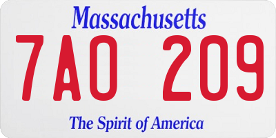 MA license plate 7AO209