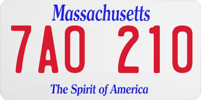 MA license plate 7AO210