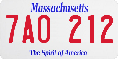 MA license plate 7AO212