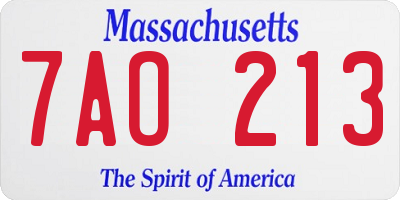 MA license plate 7AO213