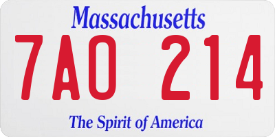 MA license plate 7AO214