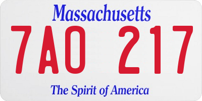 MA license plate 7AO217