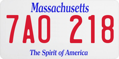 MA license plate 7AO218