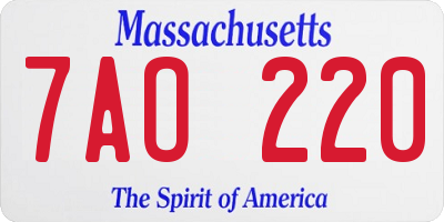 MA license plate 7AO220