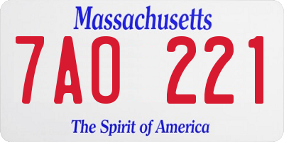 MA license plate 7AO221