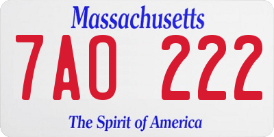 MA license plate 7AO222