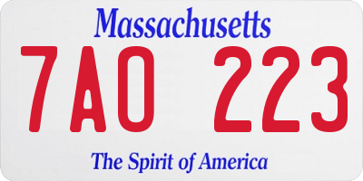 MA license plate 7AO223