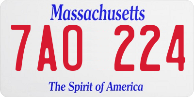 MA license plate 7AO224