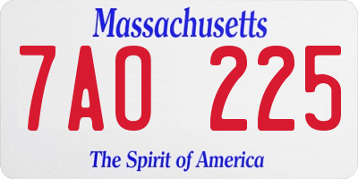 MA license plate 7AO225