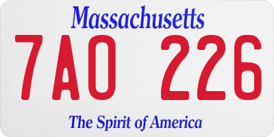 MA license plate 7AO226