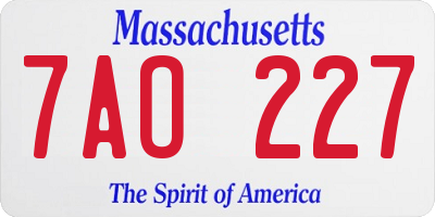 MA license plate 7AO227