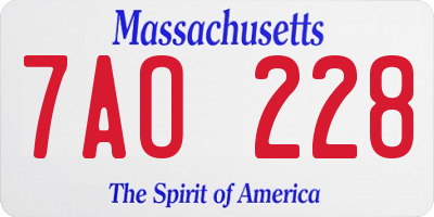 MA license plate 7AO228