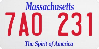 MA license plate 7AO231