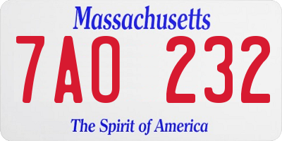 MA license plate 7AO232