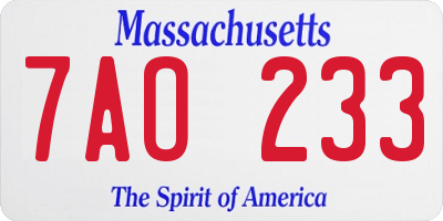 MA license plate 7AO233